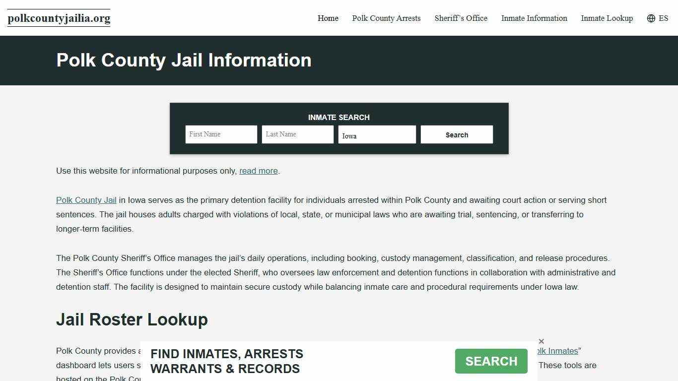 Polk County, IA Jail Roster, Inmate Info